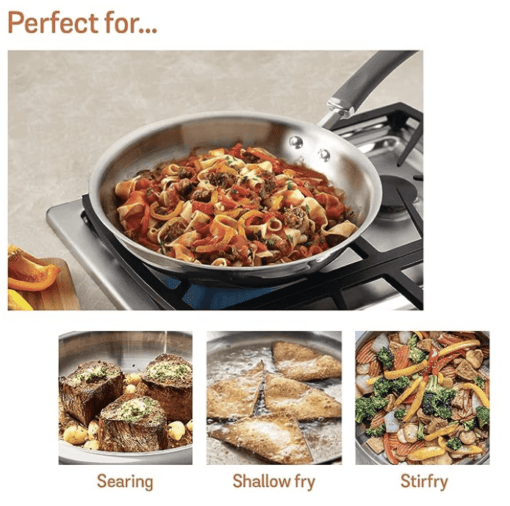 Meyer Trivantage Nickel Free Stainless Steel Triply Frypan | Steel Pan for Cooking | Fry pan Tri ply with Heavy Bottom | Frying Pan Small | Gas and Induction Base, 26cm/ 2.38 Litre, Silver - Image 3